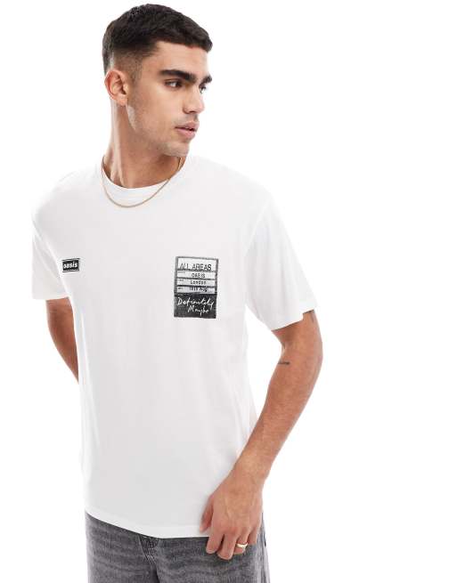 Jack & Jones - Hvid T-shirt med Oasis-print på ryggen