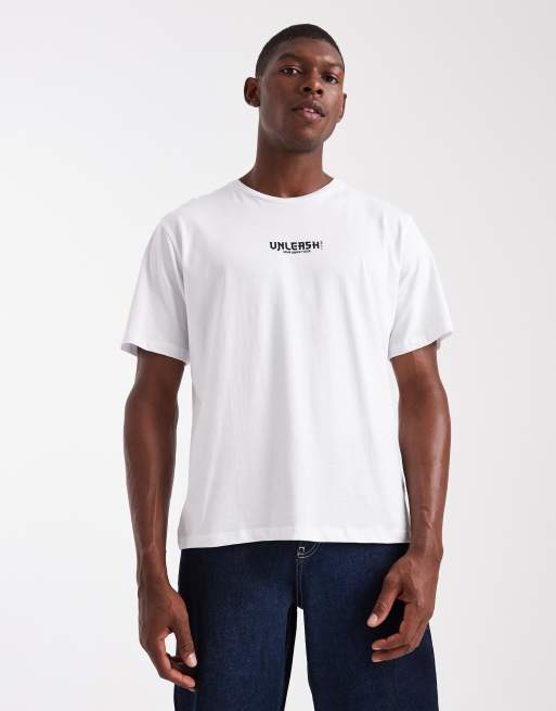 Jack & Jones - Hvid T-shirt med tigerprint på ryggen, 3 af 5