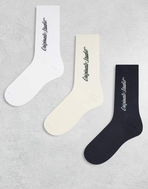 Jack & Jones - Hvide/cremefarvede/sorte sokker i pakke med 3 par - view 1