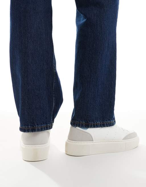 Jack & Jones - Hvide sneakers i ruskind og andre materialer med blå detaljer, 5 af 5