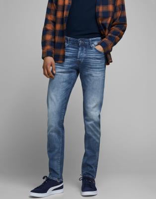 Jack & Jones Icon skinny jeans in faded mid wash denim-Blue