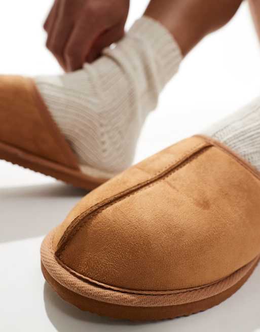 Jack & Jones - Instap-pantoffels van imitatiesuède in lichtbruin, 4 van 4