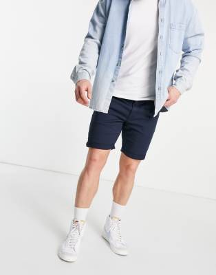 Jack & Jones Intelligence Chino Short With Drawstring In Navy In Navy
