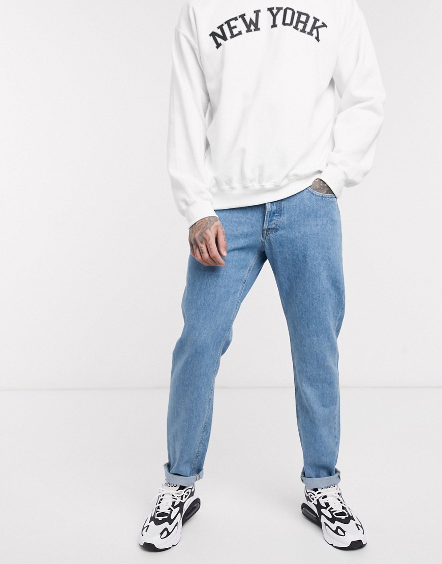 Jack & Jones Intelligence – Avsmalnande jeans i ljus vintage-tvätt-Blå