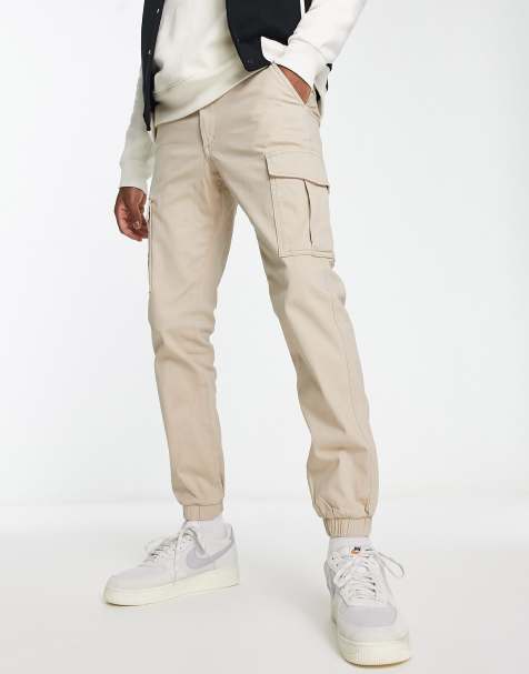 Jack & Jones Intelligence - Beige cargobukser med tætsiddende kanter - view 1