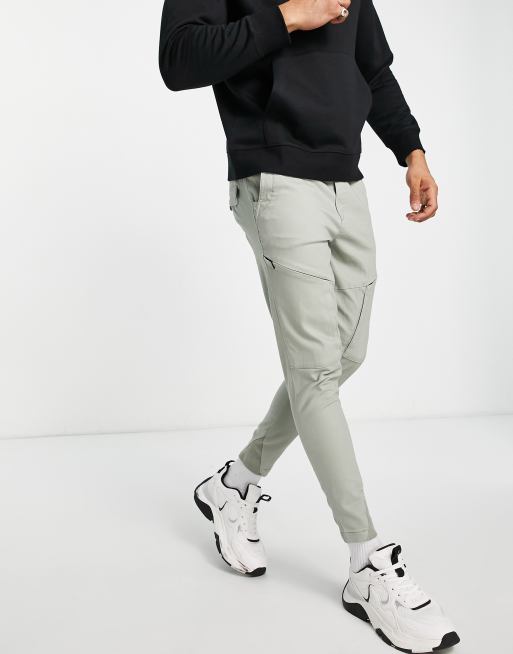Jack & Jones Intelligence – Beige cargobyxor med framficka