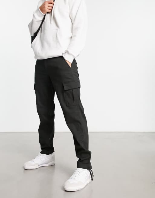 Jack & Jones Intelligence benny loose fit cargo pants in black 