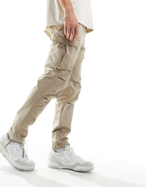 Jack & Jones Intelligence loose fit washed cargo trouser in beige