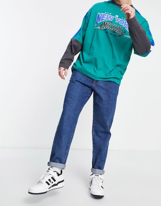 80s Mens Jeans, Pants, Parachute, Shorts, Tracksuits Jack & Jones Intelligence Bill balloon fit jean in blue  AT vintagedancer.com