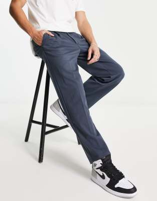 Jack & Jones Intelligence bill wide fit smart pants in gray blue