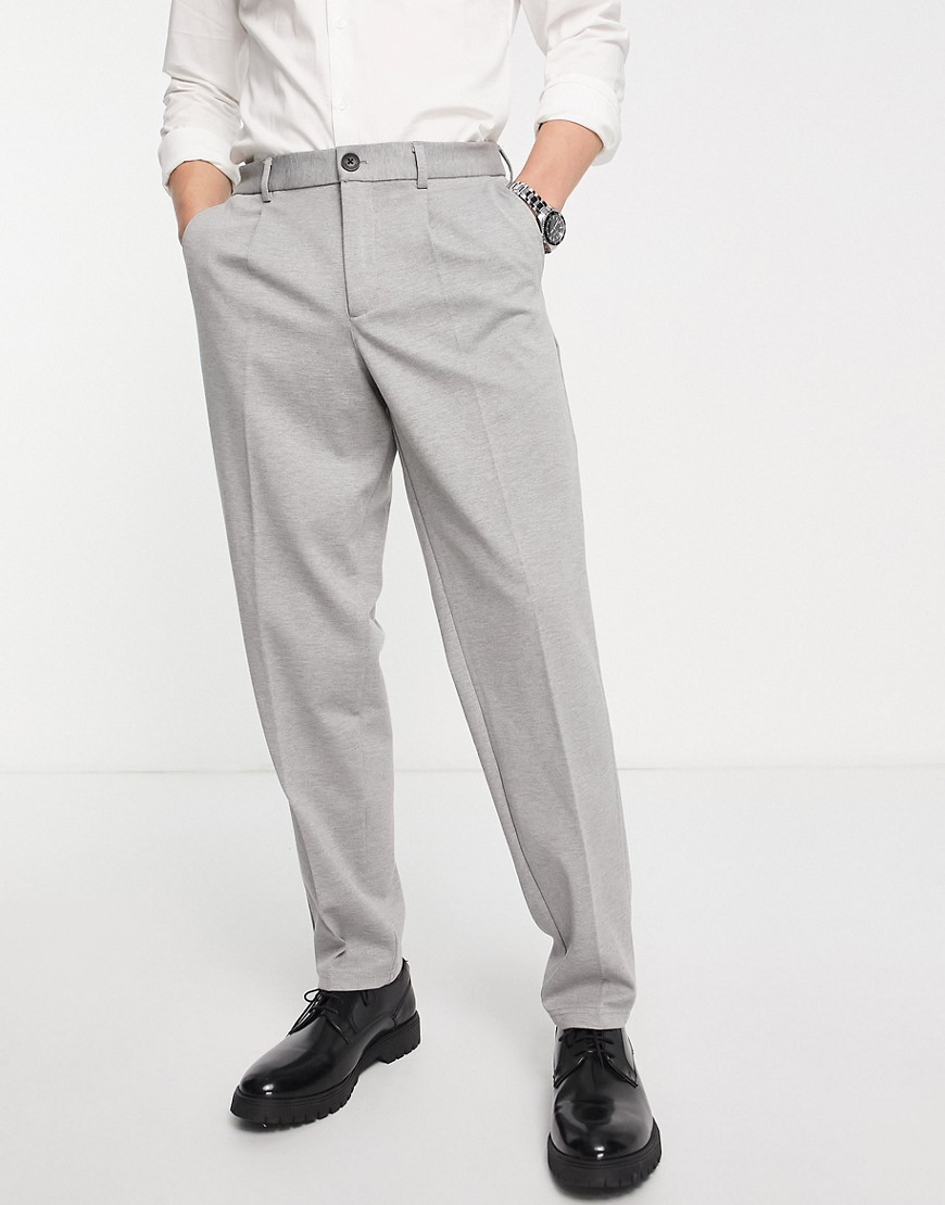 Shop Jack & Jones Intelligence Bill Wide Fit Smart Pants In Light Gray Heather