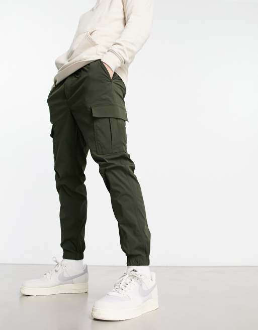Jack & Jones Intelligence – Bojówki z poliestru w kolorze khaki