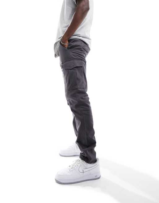 Jack & Jones Intelligence cargo slim fit pants in grey