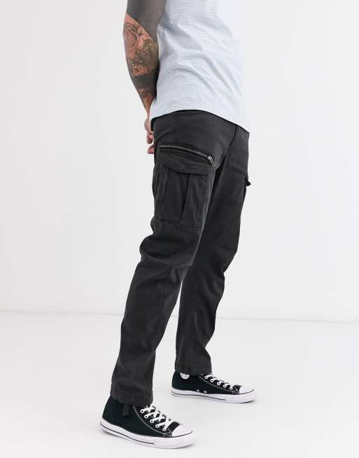 Jack & Jones Intelligence slim fit cargo pants in black