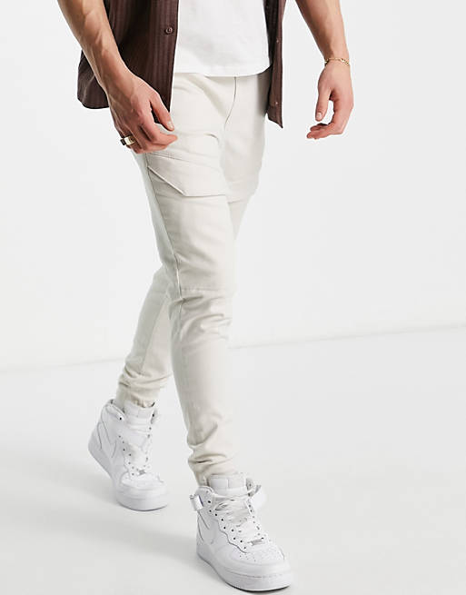 Trousers & Chinos Jack & Jones Intelligence cargo trousers with front pocket in ecru 