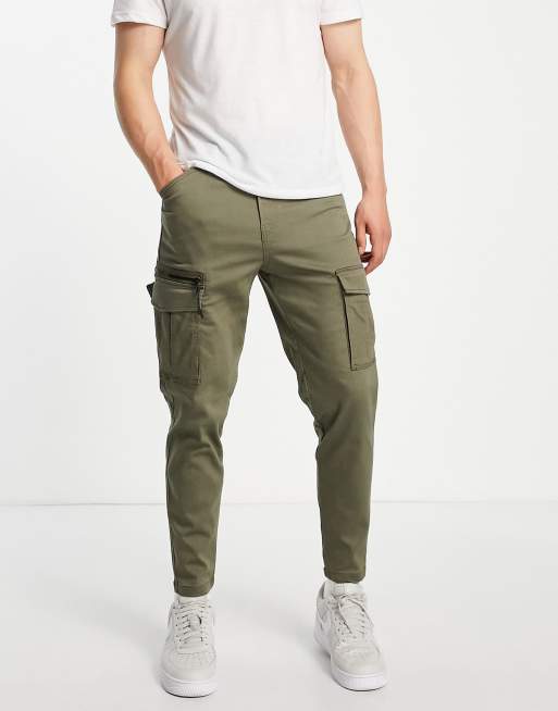 Jack & Jones Intelligence carrot fit cargo pants in khaki | ASOS