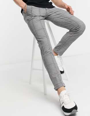 Jack & Jones Intelligence check trouser in grey - ASOS Price Checker