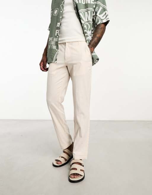 Jack & Jones Intelligence - Chino in misto lino color crema