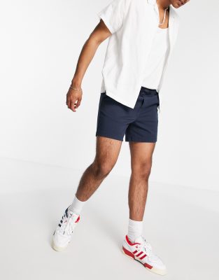 Jack & Jones Intelligence Chino Short With Drawstring In Navy In Navy