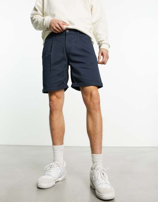 Jack & Jones Intelligence chino short with pleat in navy | ASOS