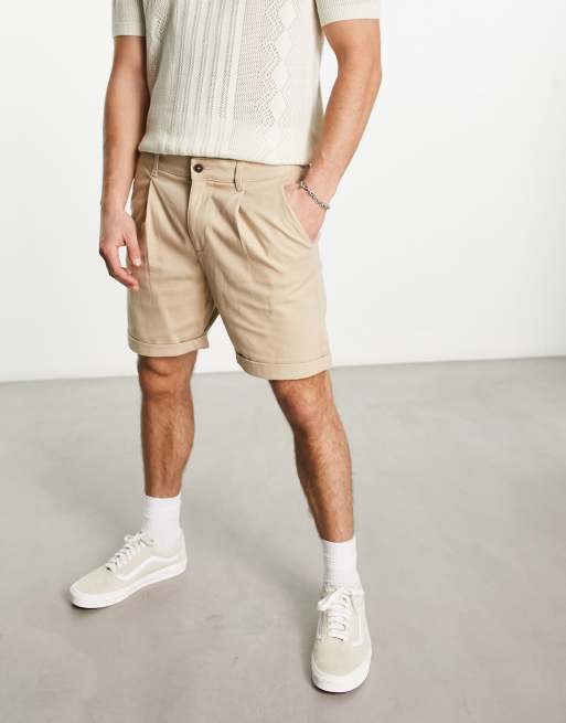 Jack & Jones Intelligence chino | with pleat ASOS shorts in beige