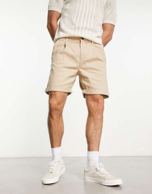 shorts | beige in ASOS chino Jack pleat with & Intelligence Jones