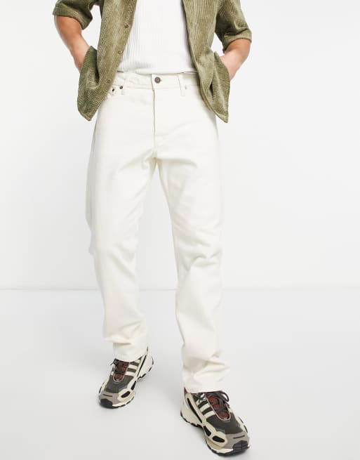 Jack & Jones Intelligence – Chris – Locker geschnittene Jeans in Ecru 