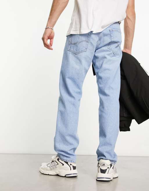 Jack & Jones Intelligence chris loose fit jeans in light stone blue wash  with rips