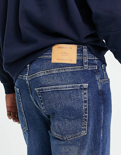 support montage Due Jack & Jones Intelligence Clark regular fit jeans in mid wash blue | ASOS