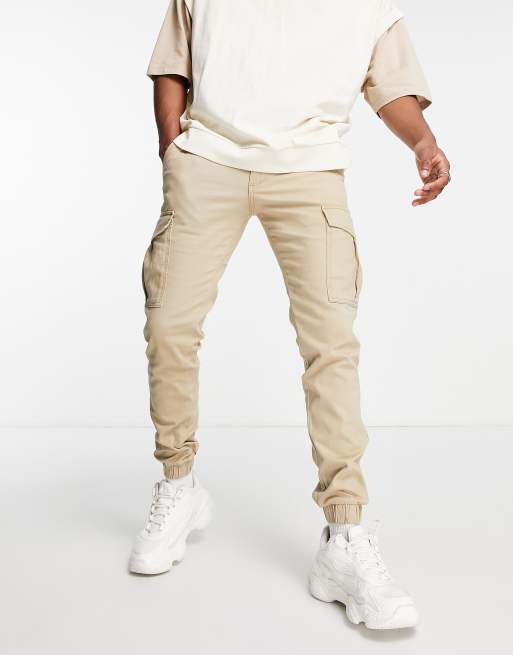 Cargo Trousers With Cuffed Bottoms Beige