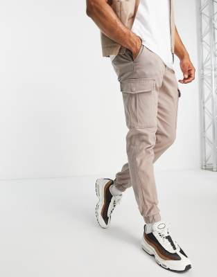 Jack & Jones Intelligence Cuffed Cargo Pants In Beige-neutral