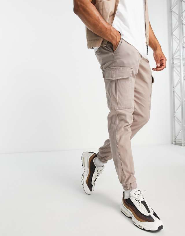 Jack & Jones Intelligence cuffed cargo pants in beige