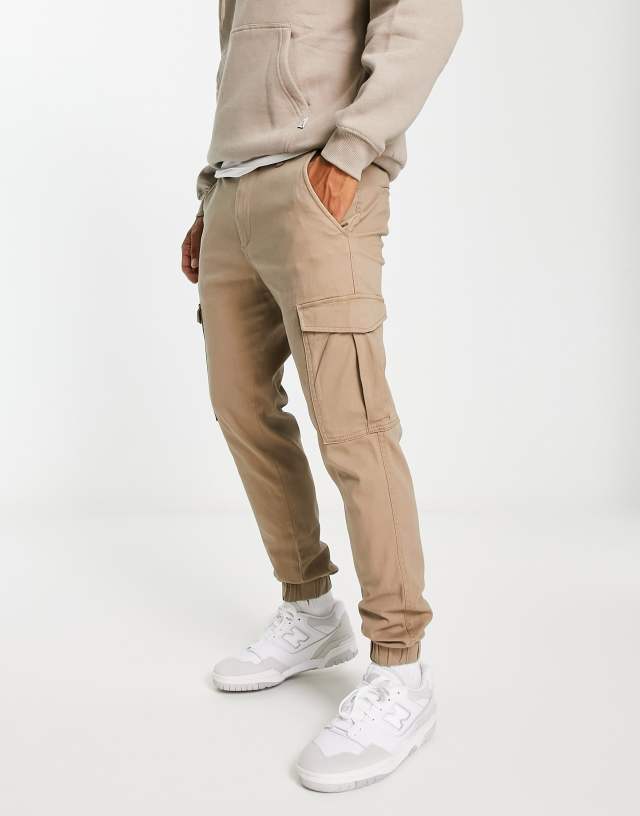 Jack & Jones Intelligence cuffed cargo pants in beige