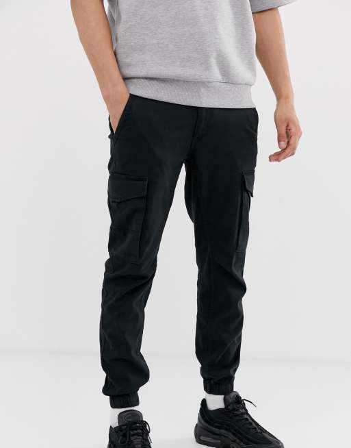 Black Fitted Cargo Pants