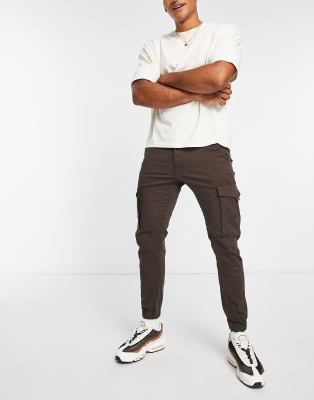 Jack & Jones Intelligence cuffed cargo pants in brown