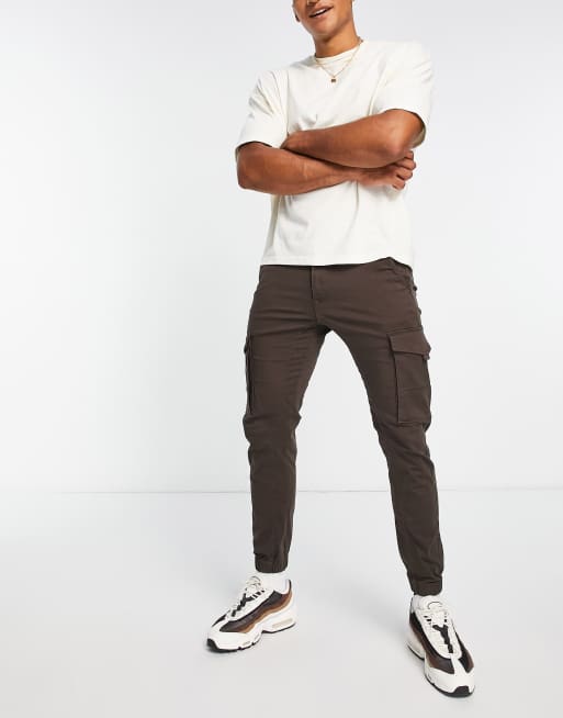 Jack & Jones Intelligence cuffed cargo pants in brown ASOS