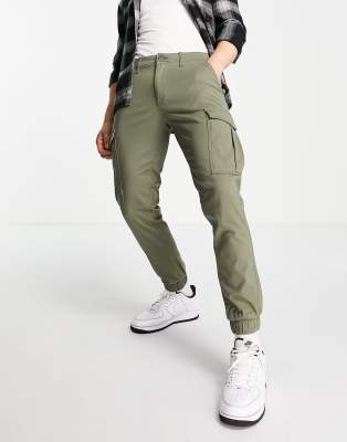 Jack Jones Intelligence Cuffed Cargo Pants In Khaki-green ModeSens