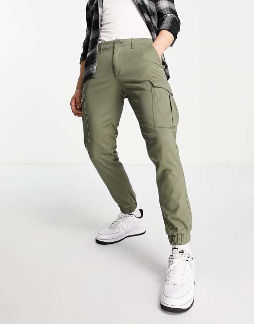 vegetarisch Beter conversie Jack & Jones Intelligence cuffed cargo pants in khaki | ASOS