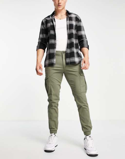 Selected Homme slim tapered cargo pants in khaki green