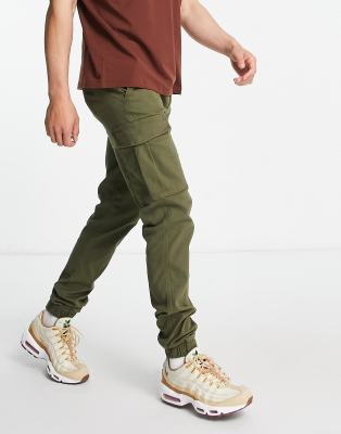 Jack & Jones Intelligence Cuffed Cargo Pants In Khaki-green In Green