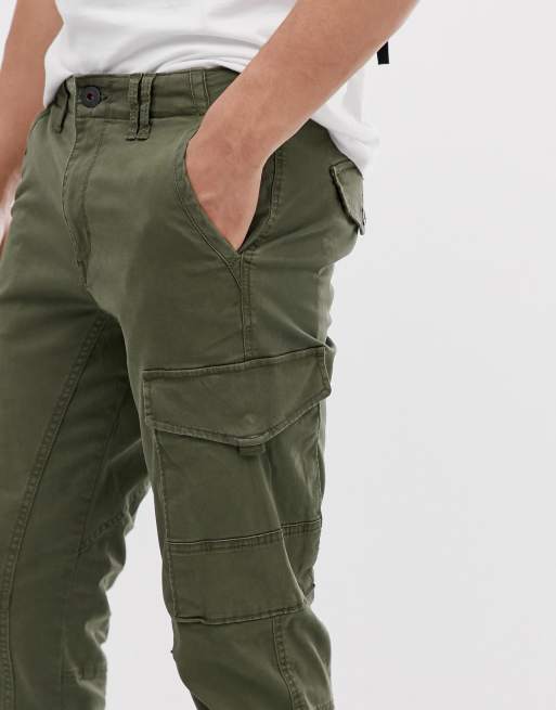 Jack & Jones Intelligence cuffed cargo trouser in green, 3 of 4