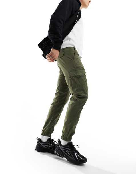 Jack & Jones Intelligence cuffed cargo trouser in green