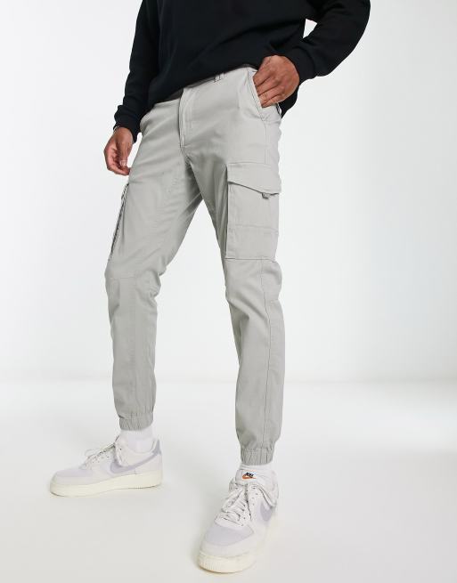 Jack & Jones Intelligence cuffed cargo trouser in light grey | ASOS