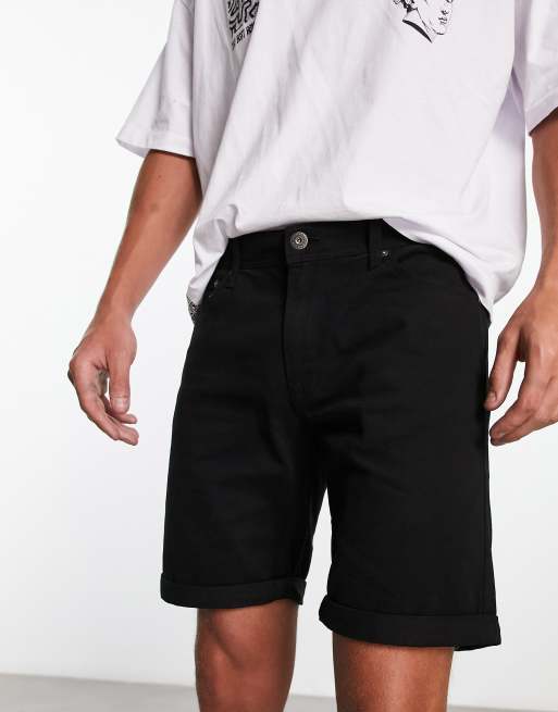 Jack & Jones Intelligence – Czarne dopasowane szorty z 5 kieszeniami 