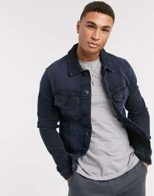 jack and jones denim jacket black