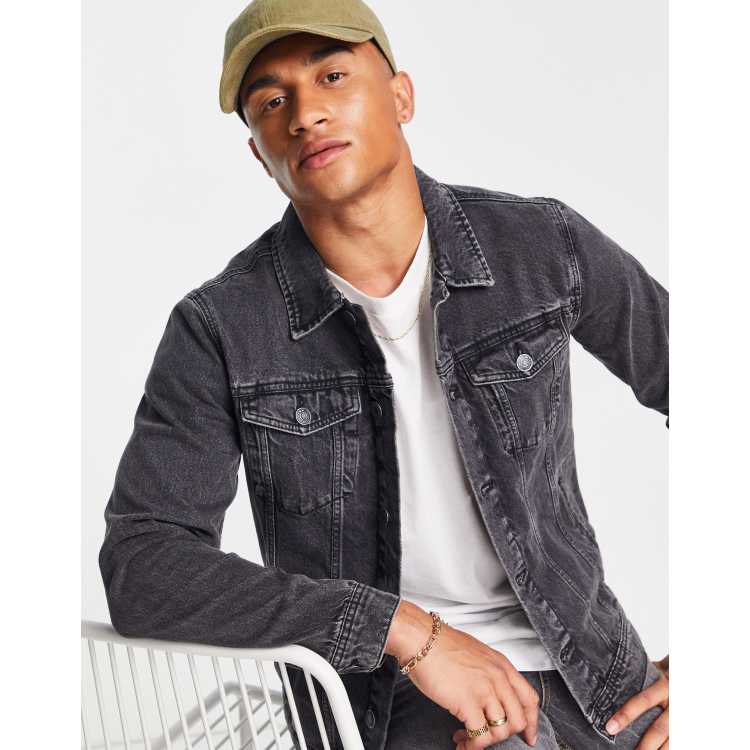 Jack Jones Intelligence denim jacket in washed black ASOS