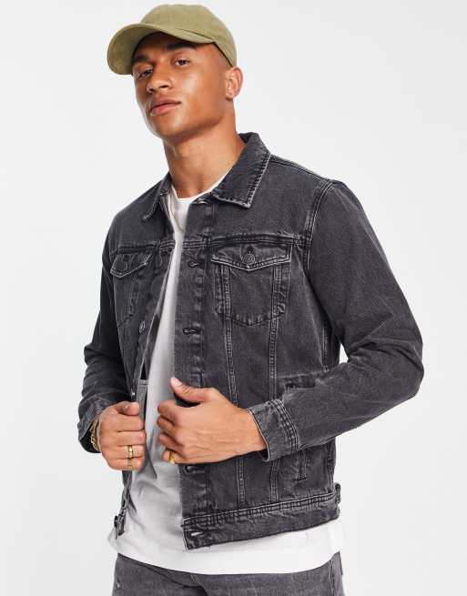 Wash black denim jacket sale