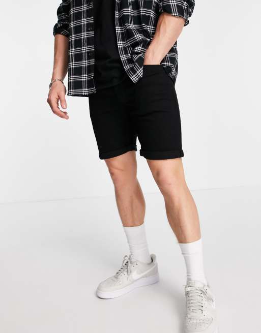 Jack & Jones Intelligence denim shorts in black | ASOS