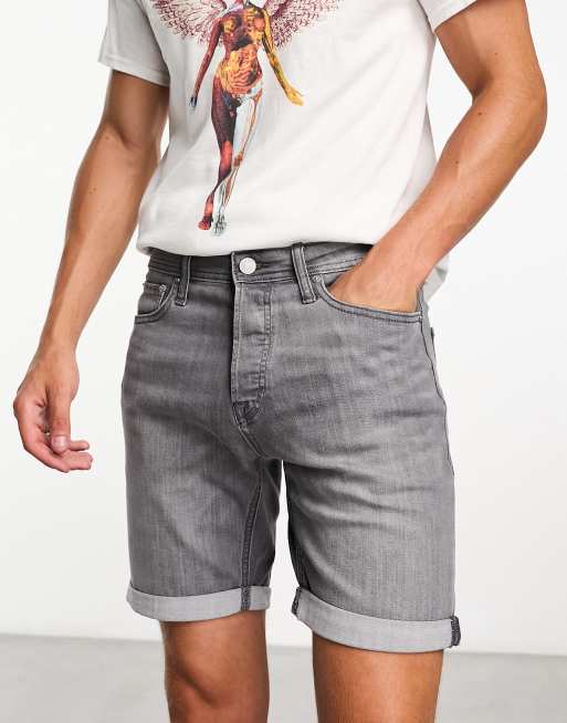 Jack Jones Intelligence denim shorts in slim fit in grey