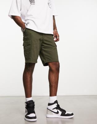 Jack & Jones Intelligence drawstring cargo short in khaki 